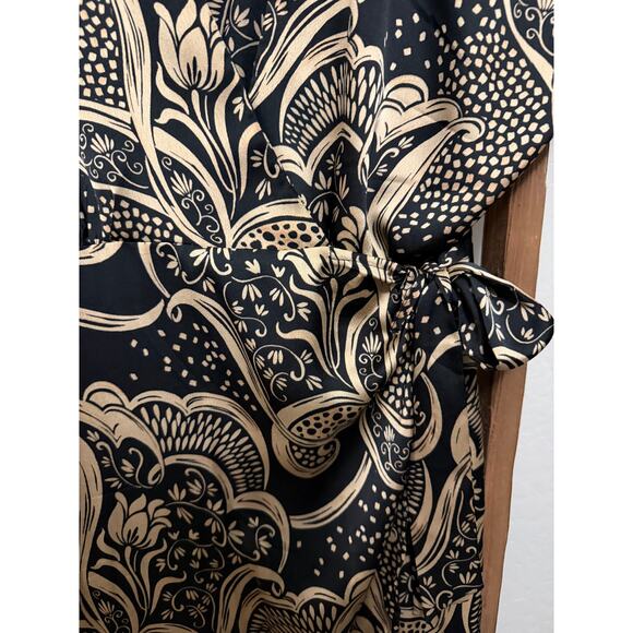 MNG (Mango) | Paisley Dress black and gold/tan | size 4/small - Picture 5 of 6